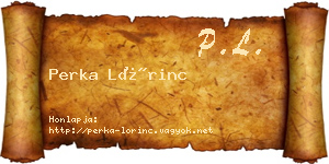 Perka Lőrinc névjegykártya